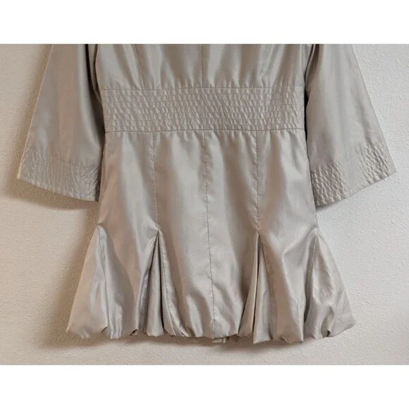 Women's Samuel Dong Champagne Ruffle Front Zippered Bubble Hem Coat Small - Picture 9 of 11